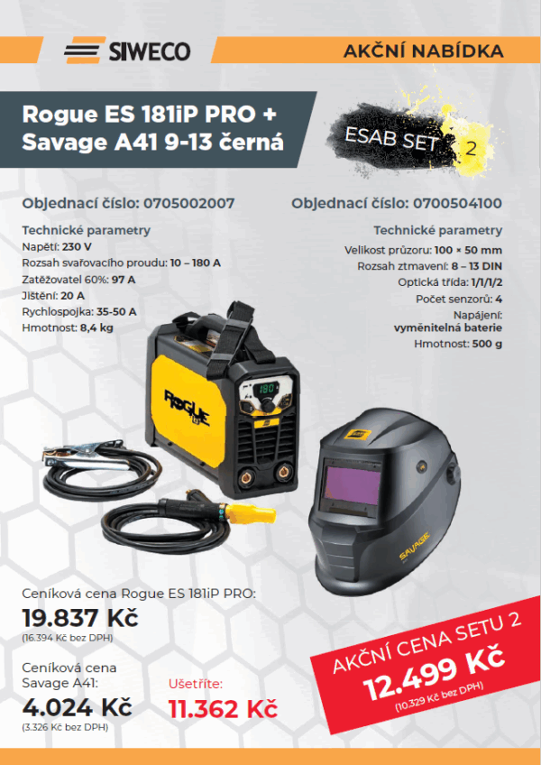 !AKČNÍ NABÍDKA! ESAB SET 2 – Rogue ES 181iP PRO + Savage A41 9-13 cerná - Image 4