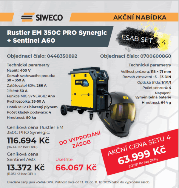 !AKČNÍ NABÍDKA! ESAB SET 4 - Rustler EM 350C PRO Synergic + Sentinel A60 - Image 4